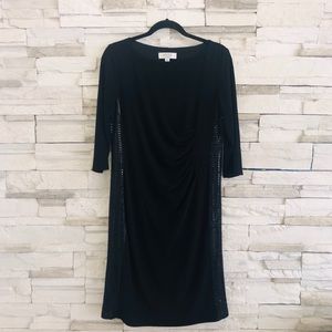 KASPER/ SILKY BLACK & SEQUINS DRESS